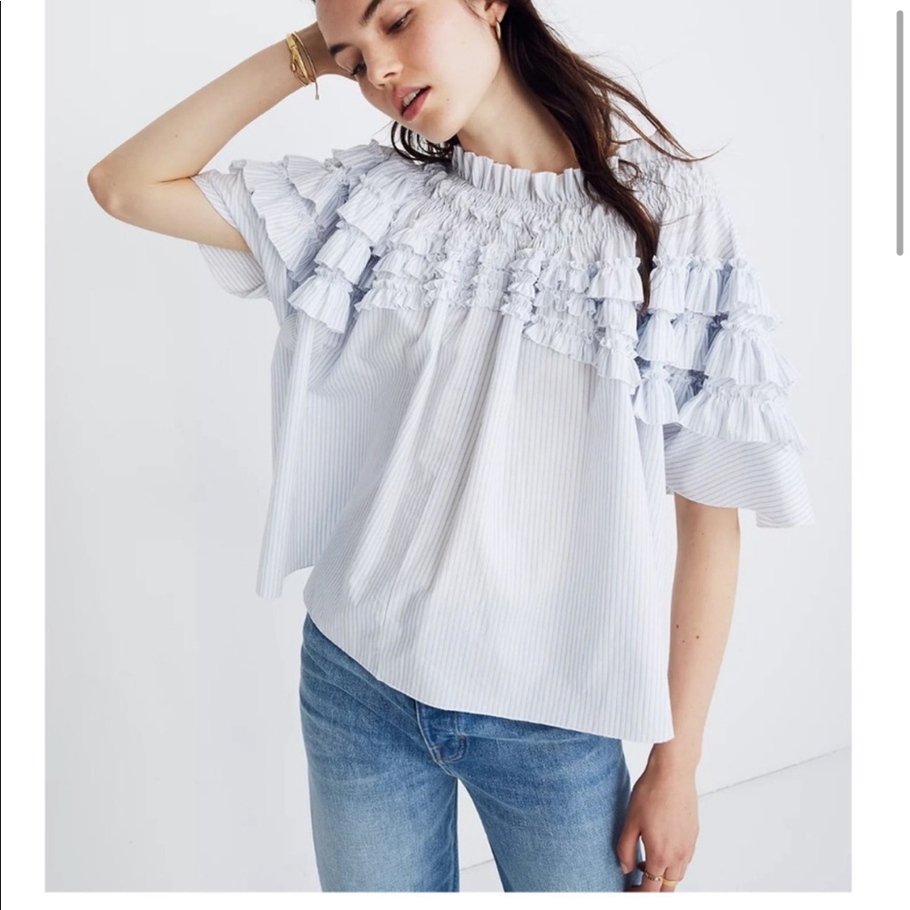 NWT Madewell x Karen Walker® Striped Ruffle Top